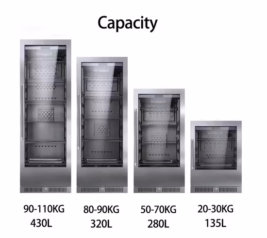 Refrigeradores de maduración, ahorro de energía, carne de res, carne de res, envejecimiento seco, gabinete de carne de res, refrigerador de envejecimiento