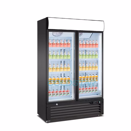 Escaparate vertical de la puerta de cristal comercial de los congeladores del refrigerador 450L del supermercado