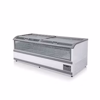 Combine el refrigerador-congelador grande comercial de la isla de Windows de la vitrina 700L de los mariscos del supermercado
