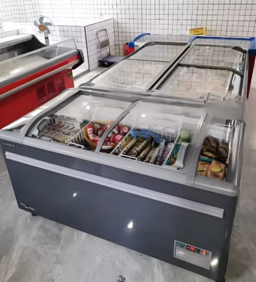 Refrigerador de supermercado Gabinete de isla combinado comercial Congelador de isla de alimentos congelados