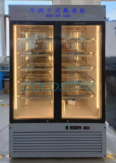 Refrigerador comercial de envejecimiento seco de carne vertical de doble puerta